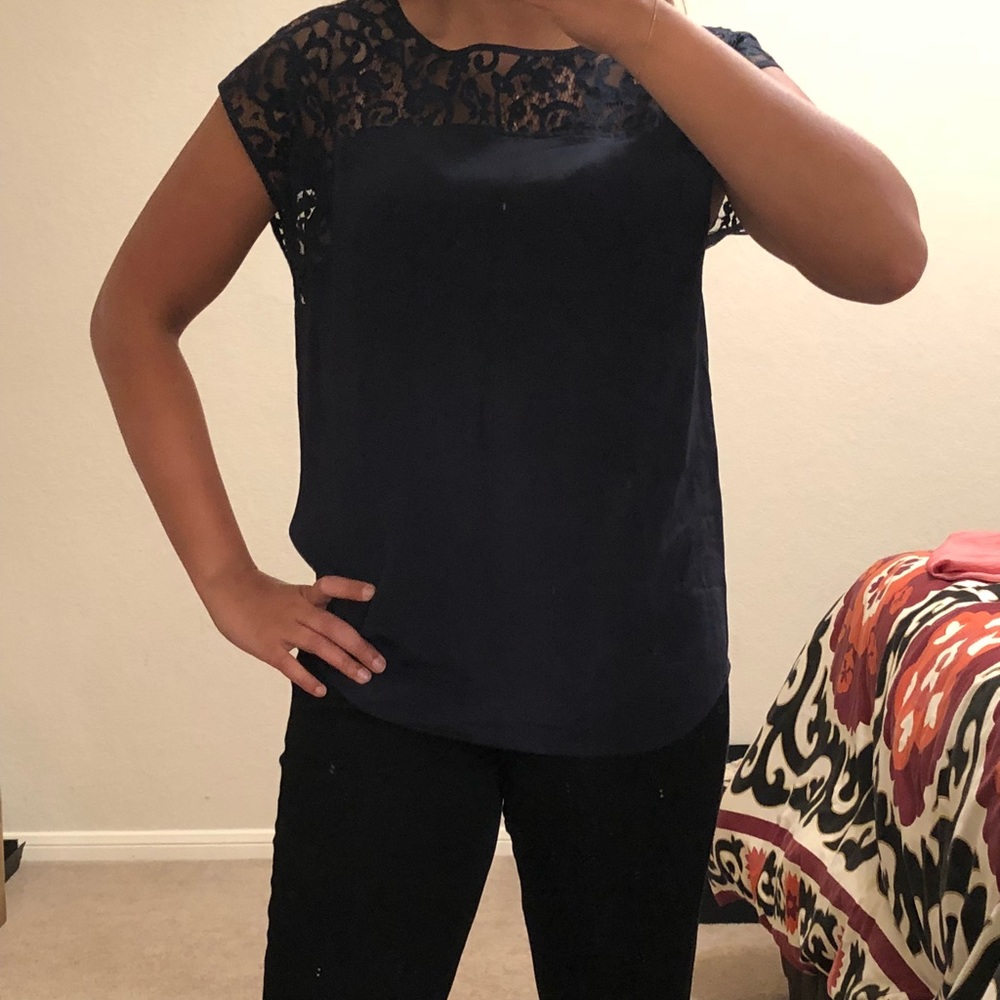 Navy silk Club Monaco Top